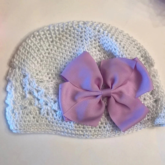 BOUTIQUE NEW BABY GIRLS 6 BOWS WHITE HAT PINK - Picture 6 of 10
